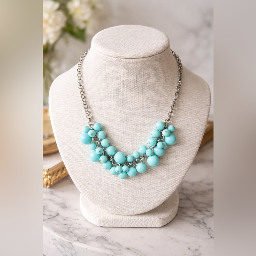 Turquoise Cluster Bead Statement Necklace